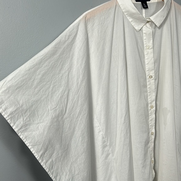Land’s End Womens White Spread Collar Kaftan Sleeve Button-Up Shirt Size L 14-16 - Picture 9 of 16